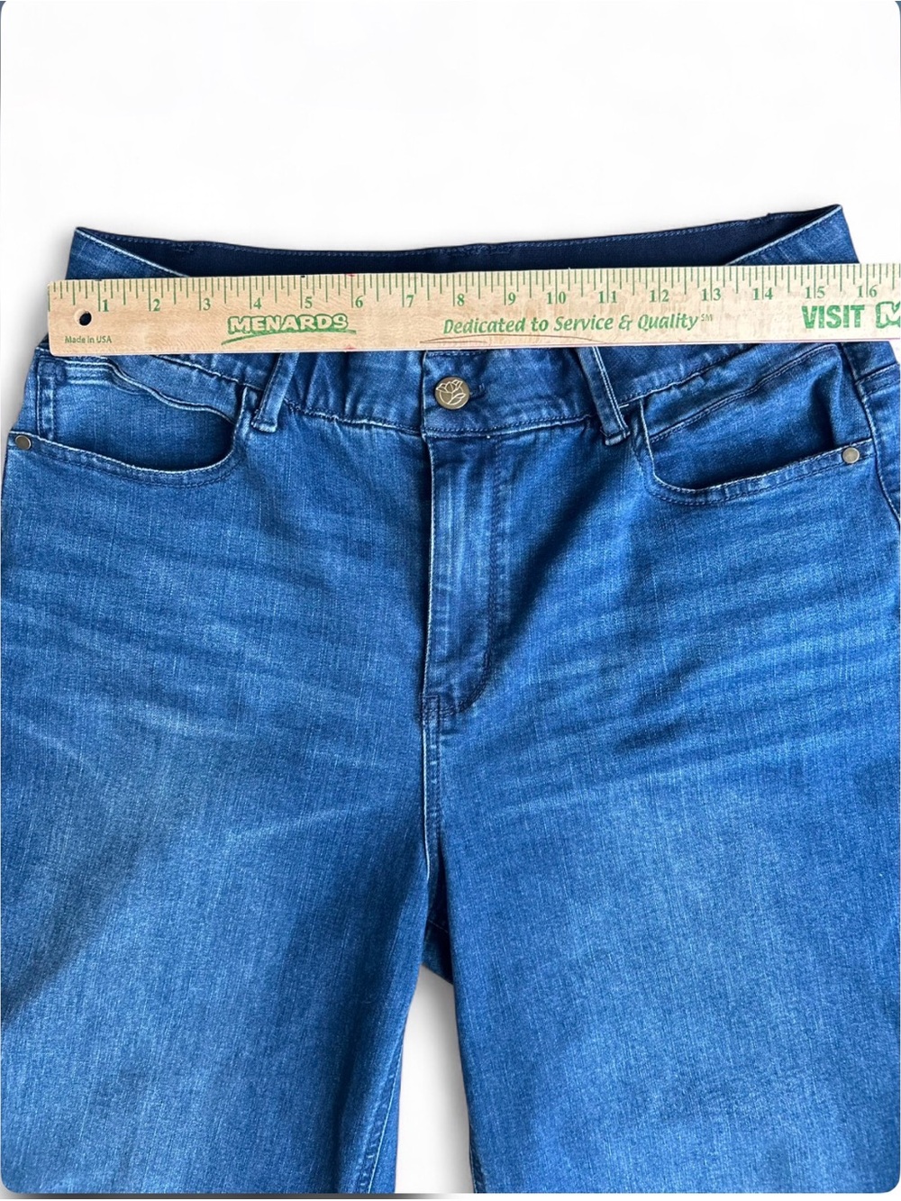 DRAPER JAMES Wide-Leg Jeans 14 in Deep Blue Denim With Elastic Waist - Picture 6 of 8